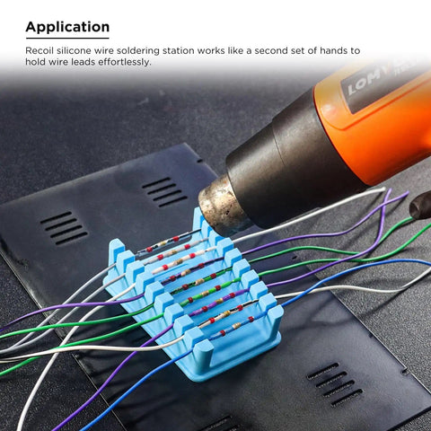 Hands Free Soldering Wire Holder Clamp Stand With Neo Magnets Base And Heat Resistant Silicone 9 Precision Slots In Use