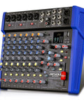 12 Channel USB Audio Interface Mixer With Built In Reverb And DSP Effects, Independent Monitoring, front view with controls