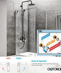 Oil Rubbed Bronze Shower Faucet Set With 8-Inch Rainfall Head, Handheld Sprayer, Wall Mount in modern shower setting