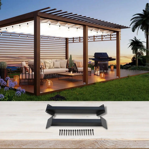 Beefy 45 Degree Heavy Duty Steel Support Brackets For Pergola Gazebo Deck Patio DIY Kit Connector Easy Beam Joining Without Cutting Wood Built Tough For Tree House And Outdoor Living Projects