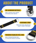 Diagram showing features of Upgraded 90mm Aluminum Pulley Wheel For Your Home Gym Setup with resistance strap and steel ring.