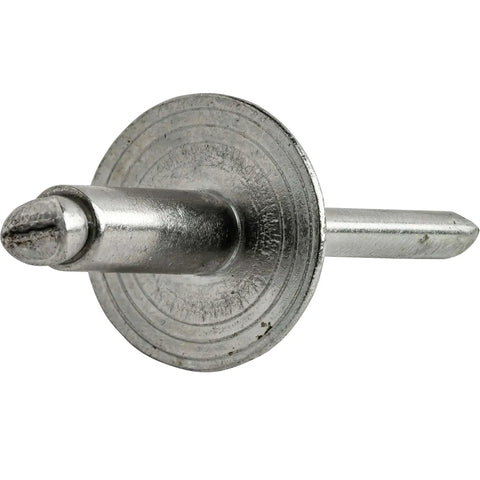 Large Flange Stainless Steel Blind Rivets 1/8 Inch By 3/8 Inch Open End 4 To 6 Grip Range showing side view