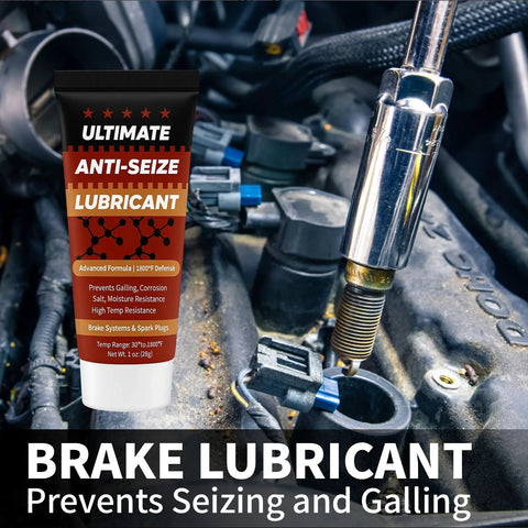 Front view of a copper anti-seize lubricant tube labeled Ultimate Anti-Seize Lubricant, 1 oz, automotive use.