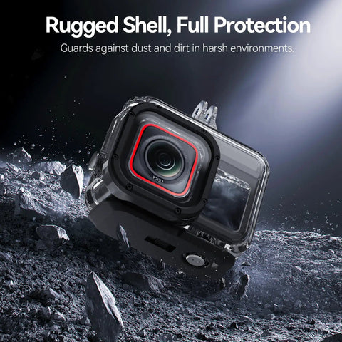 Insta360 Ace Pro Waterproof Dive Case with Bracket Screw 45m 148ft Deep Underwater Housing for action cameras on rocky terrain