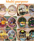Open walnut shell crafts displaying miniature room scenes with detailed furnishings, showcasing various creative interior designs.