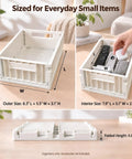 Top Shelf Foldable Storage Bins Four Pack Hella Space Savers For Tiny Apartments Dorm Rooms And Closets Easy Flat Fold Plastic Organizer Crates With Secure Lids Beige dimensions and usage for small items
