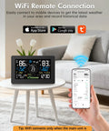 Dope All In One WiFi Weather Station Indoor Outdoor With Rain Gauge And Wind Speed Direction Large 7.5 Inch Display on table