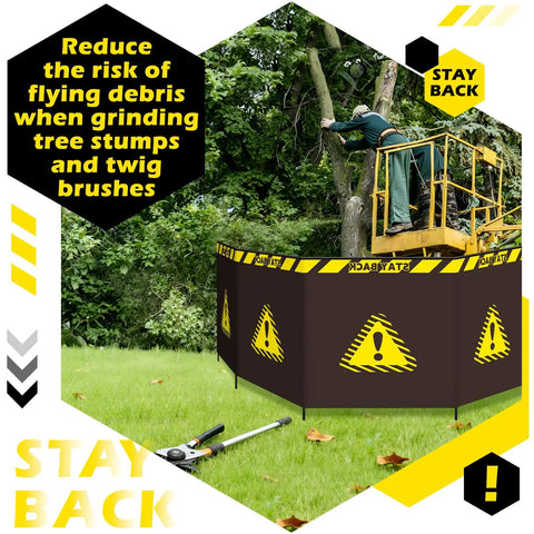Top Notch Heavy Duty Debris Containment Barrier For Tree Work 4 Panel Safety Barricade with arborist in action