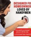 Woman using Innovative Drywall Repair Kit With 2 Inch Hole Patch And Spackle For Easy Wall Fixes No Drywall Or Tape Needed Patch Filler