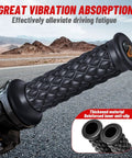 Vintage Non Slip Motorcycle Handlebar Grips For Left 7/8 Inch 22mm And Right 1 Inch 24mm Bars Durable Rubber Open End Black Grippy Texture For A Smooth Comfortable Ride close-up view installed on motorcycle