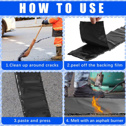How to use instructions for Two Rolls Of 4 Inch Asphalt Crack Filler Tape For A Quick Easy Driveway Repair And Crack Sealing On Asphalt Surfaces