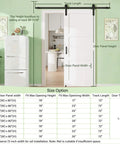 28 Inch By 80 Inch Mirror Barn Door With 72 Inch Track Kit Built To Last Solid Core MDF Sliding Door For Closet And Kitchen Paintable White Panel With Sound And Thermal Insulation Easy To Clean, installed in a kitchen.