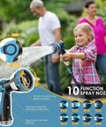Non Expandable 75 Ft Garden Hose With 10 Function Spray Nozzle Lightweight No Kink Water Hose Durable Leak Proof Construction 360 Degree Swivel Connectors Portable Storage Strap For Easy Yard Cleanup, 10-function nozzle