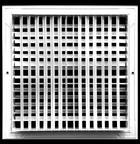 Front view of Aluminum Double Deflection Adjustable Air Diffuser For HVAC Ducts with full control horizontal and vertical airflow