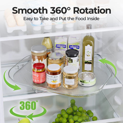 Lazy Susan Organizer For Refrigerator And Kitchen Turntable 14.56 Inch By 11 Inch Condiment Storage Fridge Organization