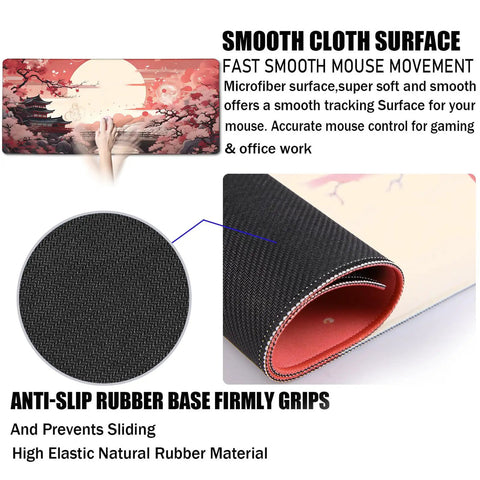 Large Extended Gaming Mouse Pad With Stitched Edges 31.5 By 15.7 Inches, Non Slip Waterproof Rubber Base, Smooth Tracking Surface