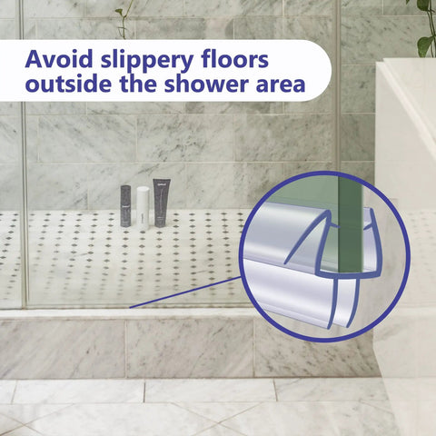 Two Pack Shower Door Bottom Seal With Internal Grips And Sweep Strip For Frameless Glass Doors Clear Vinyl Adjustable