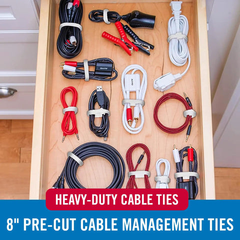 These Super Tough Heavy Duty Reusable Hook Loop Cable Ties Make Organizing Wires A Breeze And Beat Zip Ties Every Time Perfect For Data Centers Electronics And Appliances Eight By Half Inch White Pack Of Sixty