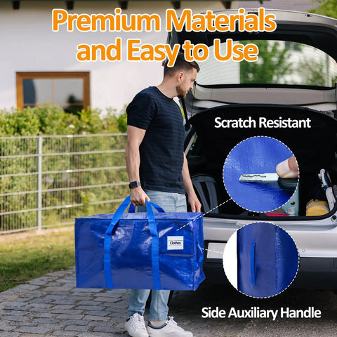 Waterproof Storage Bags 2 Pack Large Organizer Bags For Clothes, Blankets, And Laundry, Perfect For Moving, 65 Lb Load Capacity