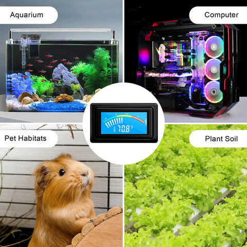 Waterproof Digital Thermometer Gauge For Aquarium And Car PC Case Incubator Plug And Play Temperature Meter displayed