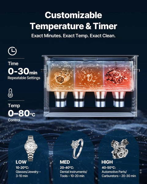 40kHz 30L Ultrasonic Cleaner With Digital Display And 480W Stainless Steel Heavy Duty Pro Grade Cleaning Machine For Carburetors Watch Parts Airbrush Tips And Small Hardware Includes Cleaning Basket For Deep Precise Cleaning, adjustable time and temp