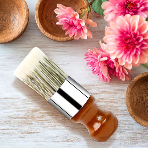 Durable Horsehair Bristle Brush For Gentle Leather And Wood Treatment straight up premium wax applicator on wooden surface with flowers
