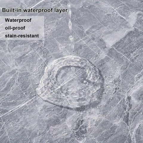 Close-up of Premium Waterproof Marble Peel And Stick Wallpaper Slick Self Adhesive Decor Rolls showing built-in waterproof layer.