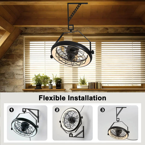 23 Inch Wall Mounted Fan With Light And Remote App Control, 6 Speeds, Quiet Operation, Dimmable 3 CCT Light, Timer, 360 Degree Tilt