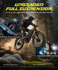 Heavy Duty 26 Inch Electric Bike With Badass 6000W Dual Motor And 80Ah Battery, 52 Mph Top Speed, 300 Mile Long Range, Full Suspension Hydraulic Brake Dirt Crusher For Adults Cruising with upgraded full suspension and adjustable front fork.