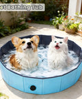 Foldable Dog Pool For No Fuss Setup And Quick Drain, Portable Heavy Duty Pet Bath Tub For Small Dogs And Cats, blue outdoor use