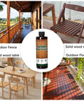 Water Based Wood Stain And Sealer In One Classic Walnut Finish 8.8 Oz Jar on outdoor furniture and fence.