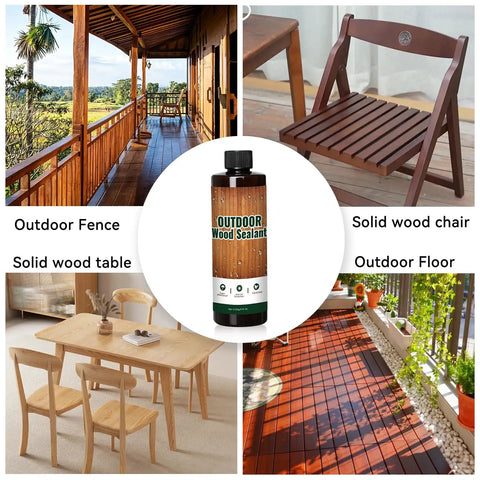 Water Based Wood Stain And Sealer In One Classic Walnut Finish 8.8 Oz Jar on outdoor furniture and fence.