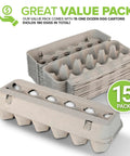 Egg Cartons With Viewing Windows 15 Pack Holds 180 Eggs Eco Friendly Recyclable Pulp Fiber With 30 Sell By Date Labels