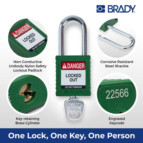 Zero Hassle Lockout Tagout Padlock Set Built Damn Tough For Job Sites Straight Up Osha Compliant Green Nylon Pads With Steel Shackles Six Pack Keyed Different One Key Each Industrial Safety Essential