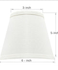 Set Of 6 Linen Drum Chandelier Lamp Shades For Ceiling Pendants, Clip On Hardback, 3 Inch Top, 6 Inch Bottom, 5 Inch High