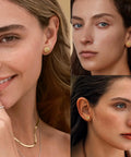 3 Pairs Of 14K Gold Plated Love Knot Earrings For Women Hypoallergenic Small Studs Woven Ball Post Earrings For Sensitive Ears Everyday Chic Minimalist Jewelry on models
