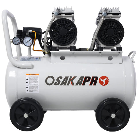 Heavy Duty 2.5 HP Silent Air Compressor With 13 Gallon Tank, Oil-Free Electric Shop Compressor For Nail Guns And Impact Wrenches, Lightweight Portable Design On Wheels With Low 70 Dba Noise Output In Light Gray