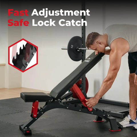 Heavy Duty Adjustable Weight Bench For Home Gym 1300Lbs Capacity Flat To Incline Bench Press With 34 Inch Extra Long Backrest