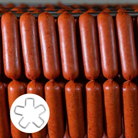 Bulk 4000 Piece Aluminum U Shaped Sausage Casing Clips And Nail Clippers For Rapid Batch Production Fast Changeover Tools with sausages.