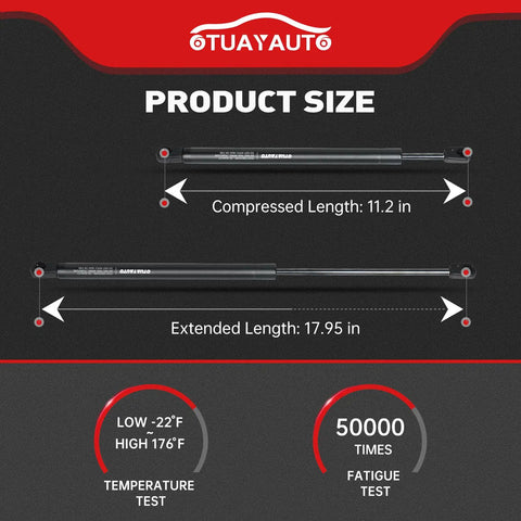 Front Hood Struts Replacement For 2003-2009 Lexus GX470 And 2003-2009 Toyota 4Runner, Compressed 11.2 in, Extended 17.95 in