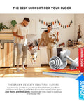 Heavy Duty Sound Dampening Underlayment Roll For Laminate And Hardwood Floors 3MM Thick 360 Square Feet in kitchen setting.