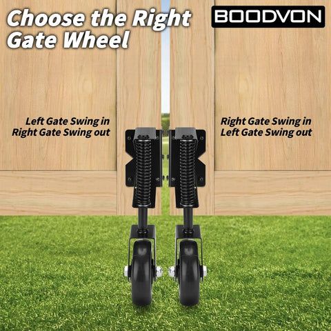 Heavy Duty Gate Wheel Casters For Outdoor Wooden And Fence Gates, Spring Loaded Wheel With 360 Degree Swivel on grassy surface
