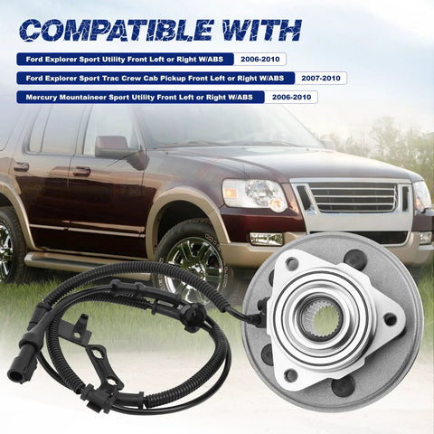 Front Wheel Hub Bearing Assembly With ABS For SUVs 2006 Through 2010 Built To Last Compatible With Explorer And Mountaineer Replaces HA590156