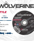 Weiler Wolverine die-grinder cut-off wheel kit with 3 in. x 1/16 in. thin wheels on 3/8 in. arbor; includes 1 mandrel, 10 discs