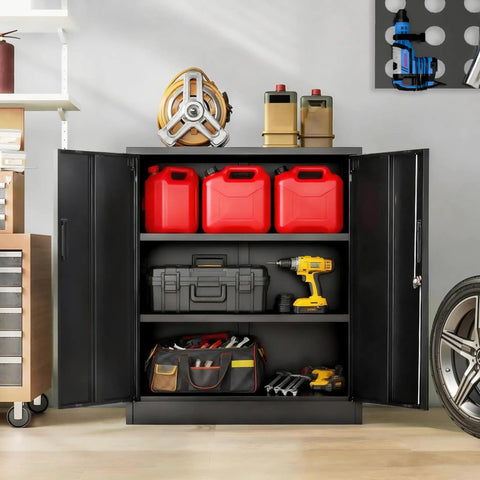 Locking Metal Storage Cabinet With Two Adjustable Shelves 36 Inch High built to last tough as nails heavy duty steel security cabinet for home office garage utility room basement keep tools documents and equipment