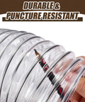 Close-up of clear puncture-resistant Beefy Heavy Duty 4 Inch 40 Foot PVC Dust Collection Hose with pencil for scale.