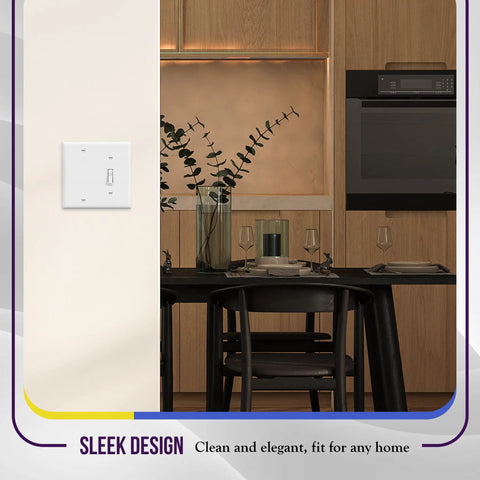 Combination Toggle Switch And Blank Wall Plate 2-Gang Light Switch Cover 4.5 By 4.57 Inches White Polycarbonate in living room