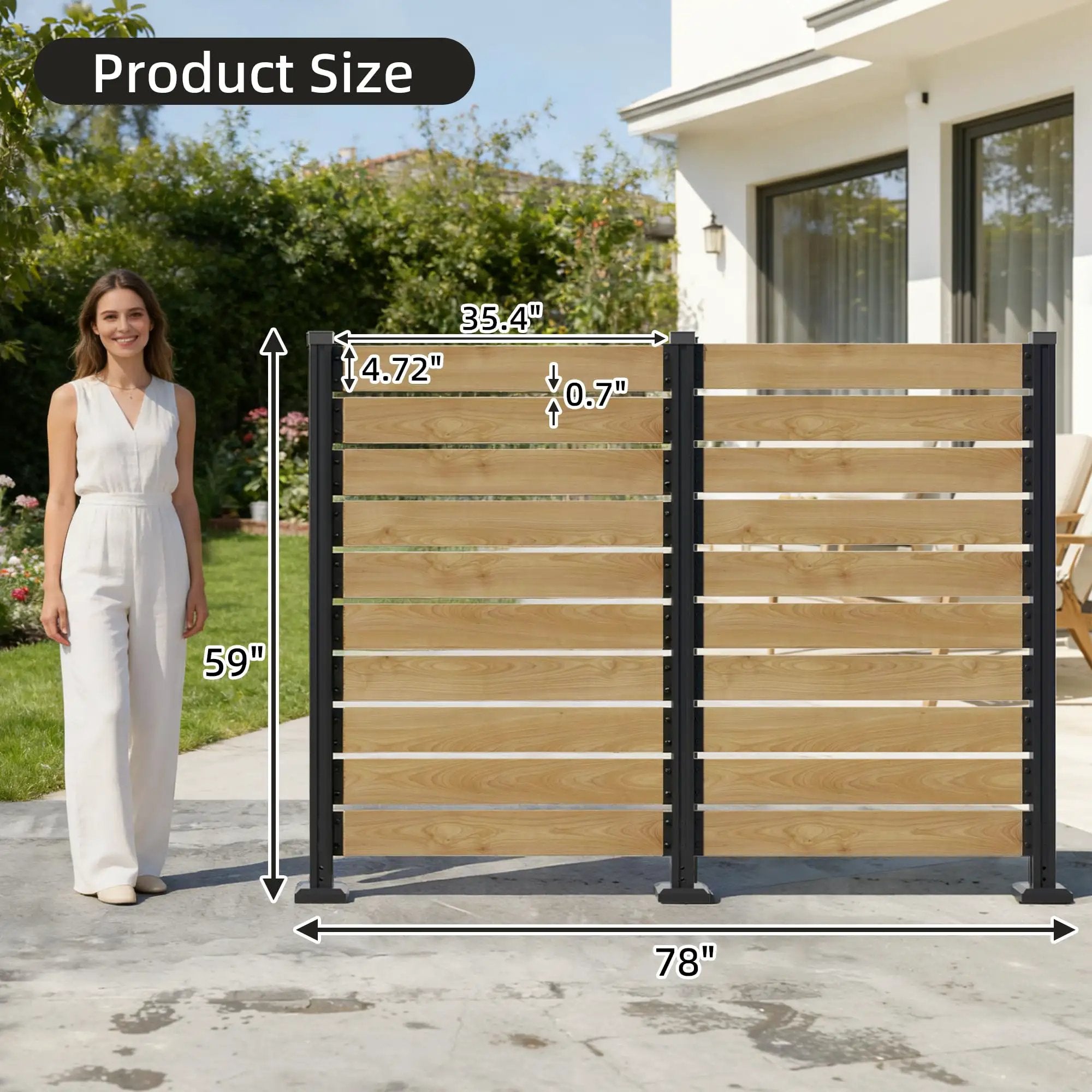 Outdoor Cedar Wood Privacy Screen, Easy Setup, U/L Shape ✓