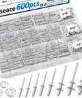 600 Pieces Stainless Steel Pop Rivet Kit Pro Grade With Washers In 9 SAE Rivet Sizes And 3 Washer Sizes Built To Last