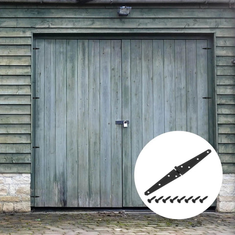 Two Piece Strap Hinges 5 Inch Heavy Duty Tee Gate Hinge Set For Wooden Fences Yard Doors Barn Gate With Screws Iron Black